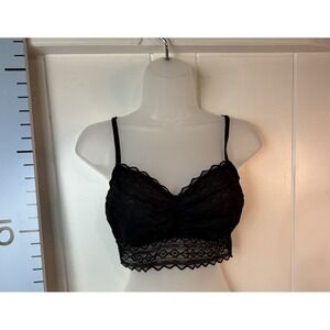 PINK Victoria's Secret Pure Black Lace Large Bralette Bra Sexy Fairy Goth